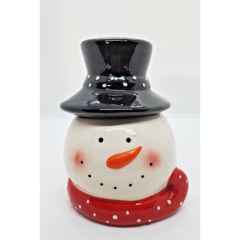 Ganz Snowman Black Polka Dot Hat and Red Polka Dot Scarf